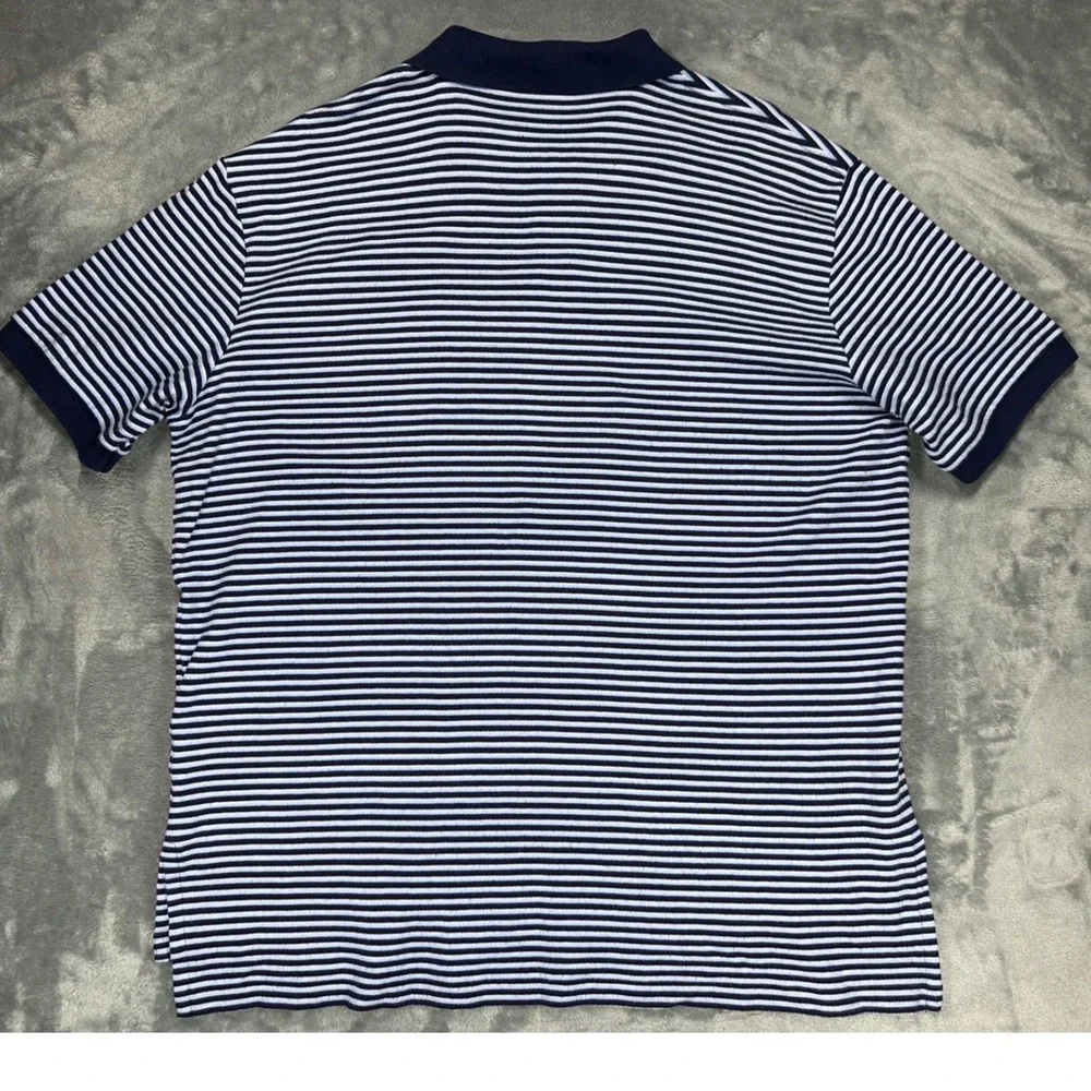 Polo‎ Ralph Lauren Mens XL Striped Polo Shirt Navy Blue Orange Pony Cotton